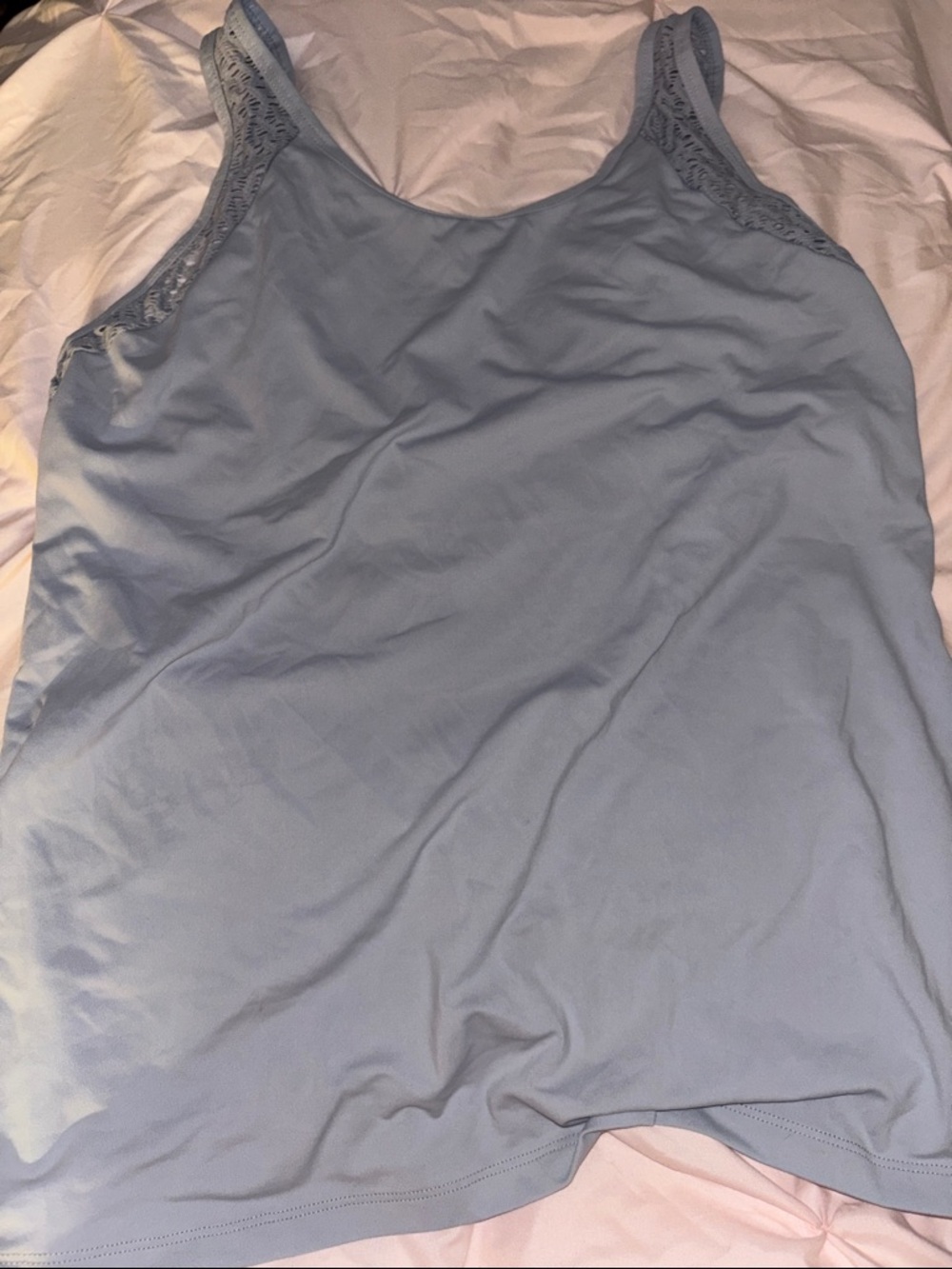 Fabletics Gray Lace-Trim Tank Top